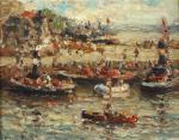 Havengezicht Met Sleepboten En Parlevinken Oil Painting by Evert Moll