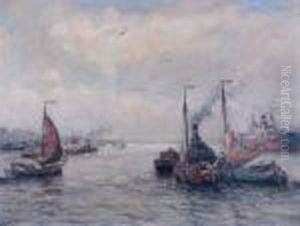 Schepen Op De Maas Te Rotterdam