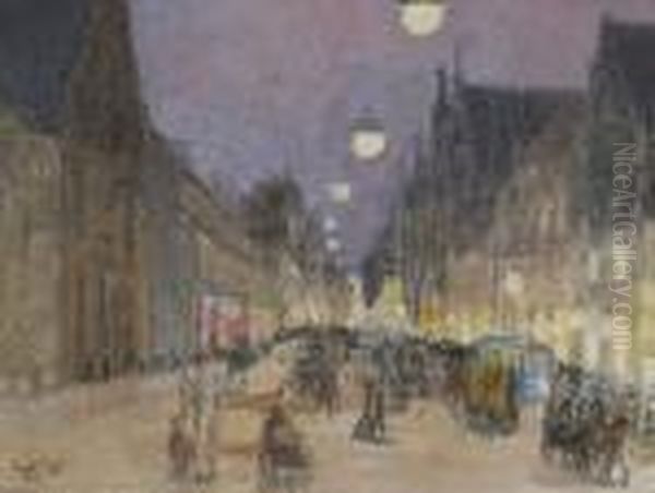Boulevard Anime La Nuit Oil Painting by Evert Moll