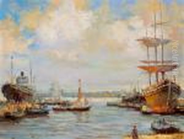 Blick In Den Hafen Von Rotterdam Oil Painting by Evert Moll