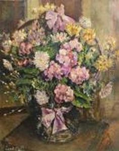 A Floral Still Life Of Pink And Yellow Flowers