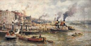 A Busy Day In The Harbour, Rotterdam