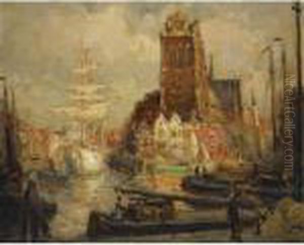 A View Of Dordrecht Oil Painting by Evert Moll
