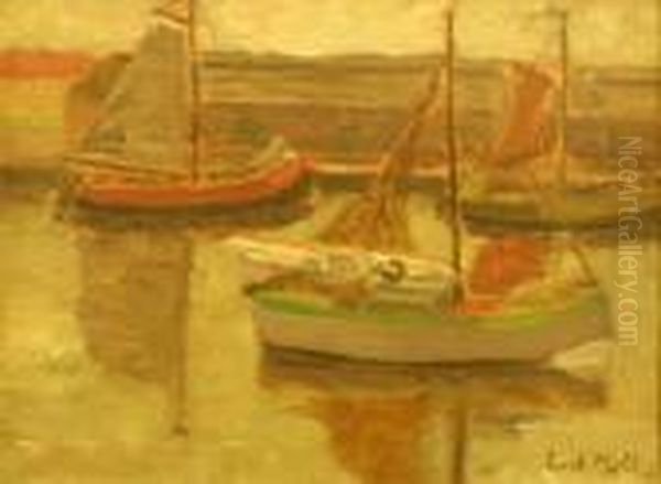 Zeilscheepjes. Gesigneerd Oil Painting by Evert Moll