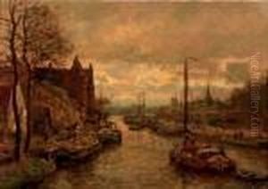 Shipping On A Canal At Sunset