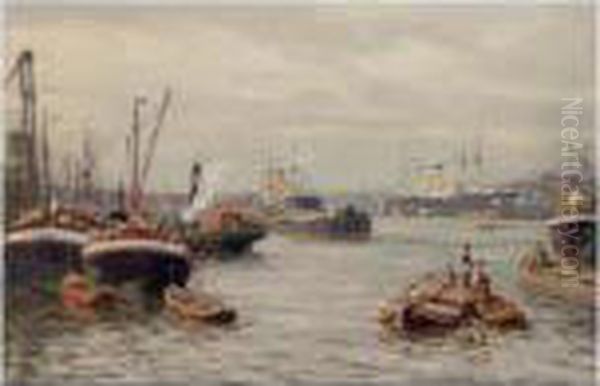 The Rotterdam Harbour Oil Painting by Evert Moll
