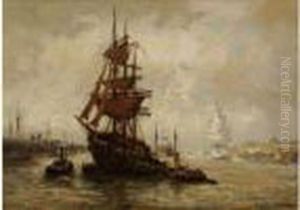 Bateau De Peche Et Trois Mats Dans La Portde Rotterdam