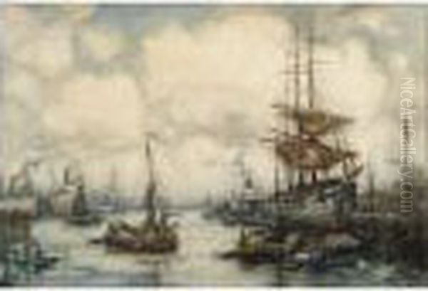 The Harbour In Rotterdam Oil Painting by Evert Moll