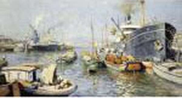 The Provisioning Of The Ships, Rotterdam Oil Painting by Evert Moll