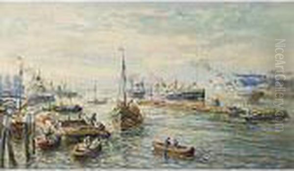 The Rotterdam Harbour Oil Painting by Evert Moll
