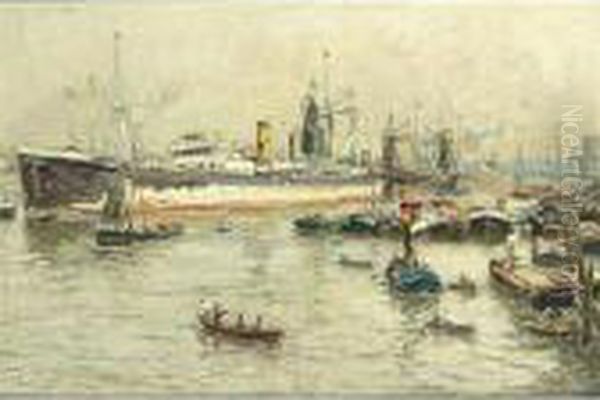 The Rotterdam Harbour Oil Painting by Evert Moll