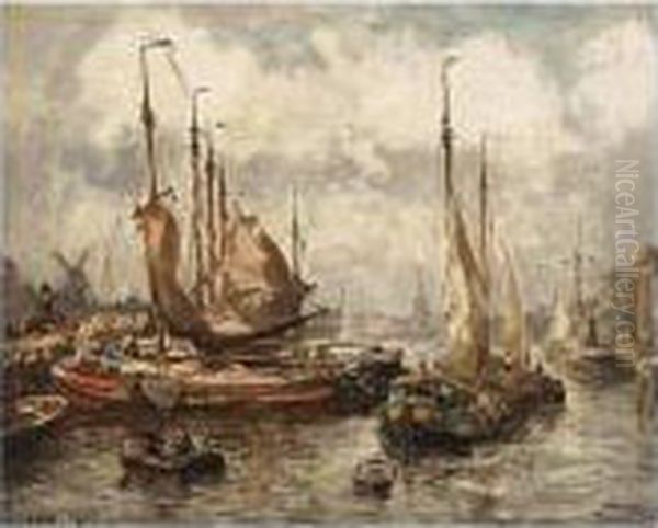 A View Of Delfshaven Oil Painting by Evert Moll