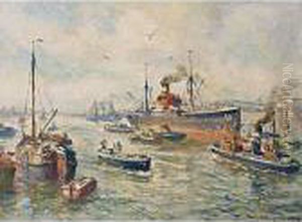 Harbour Scene Oil Painting by Evert Moll