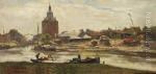 View Of The Harbour Of Enkhuizen Oil Painting by Evert Moll
