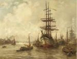 A Threemaster In A Busy Harbour