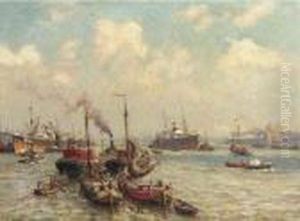 The Harbour Of Rotterdam With The Holland-america Building In The Distance