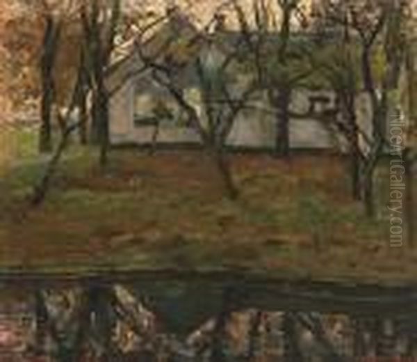 Farm Along The River Gein Oil Painting by Piet Mondrian
