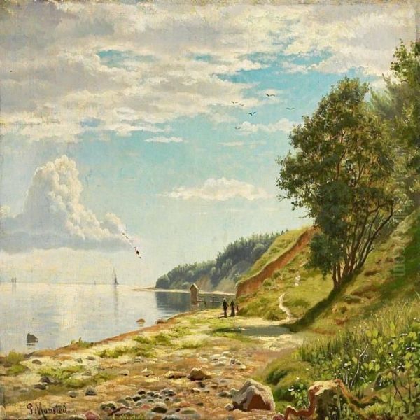 Family On The Beach Asummer's Day Oil Painting by Peder Mork Monsted