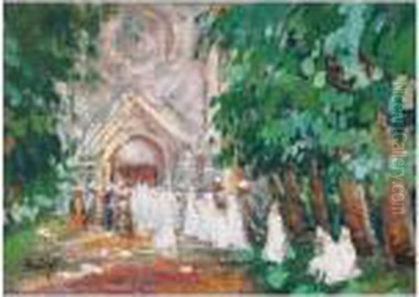 Les Communiantes Oil Painting by Pierre Eugene Montezin