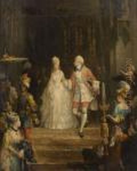 L'arrivee Au Bal Oil Painting by Adolphe Joseph Thomas Monticelli