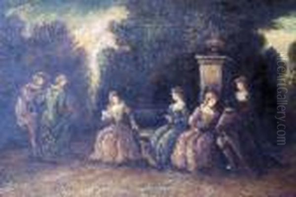 Scene De Parc Oil Painting by Adolphe Joseph Thomas Monticelli