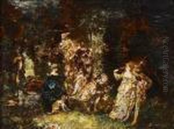 Serenade A La Campagne Oil Painting by Adolphe Joseph Thomas Monticelli