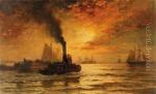 Ships At Sunset
Oil On Canvas Oil Painting by Edward Moran