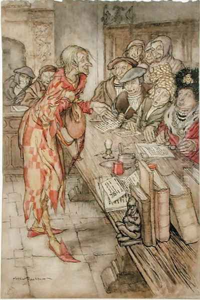 In did come the strangest figure, illustration from The Pied Piper of Hamelin, by Robert Browning Oil Painting by Arthur Rackham
