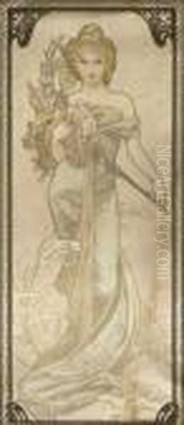 Le Printemps Oil Painting by Alphonse Maria Mucha