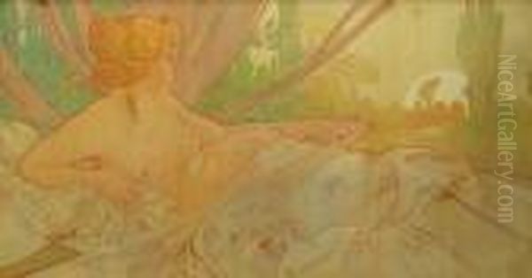 Aurore Oil Painting by Alphonse Maria Mucha