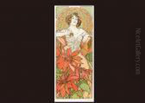 Ruby Oil Painting by Alphonse Maria Mucha