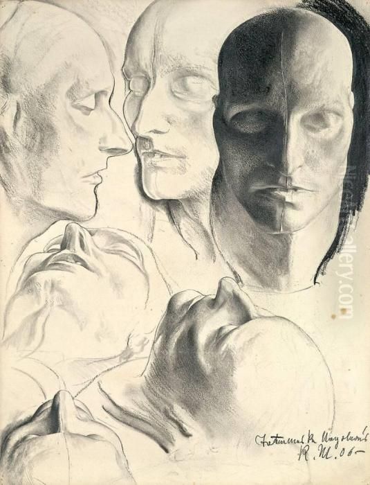 Verschiedene Studien Der Totenmaske Napoleons Oil Painting by Richard Muller