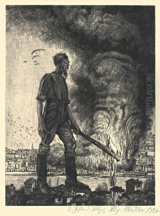 Der Tod Als Brandstifter Oil Painting by Richard Muller Der Tod Als Brandstifter Oil Painting by Richard Muller