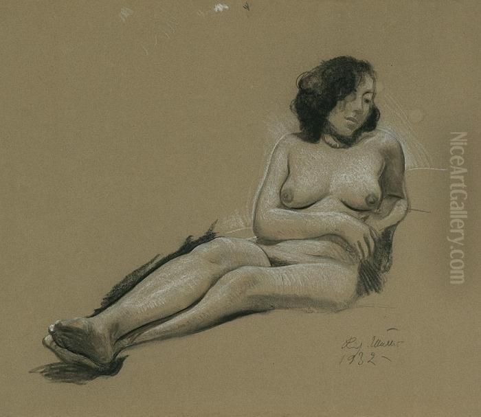 Sitzender Weiblicher Akt Mit Ausgestreckten Beinen Oil Painting by Richard Muller