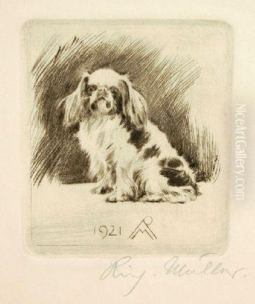 Pekinese Sitzend Oil Painting by Richard Muller