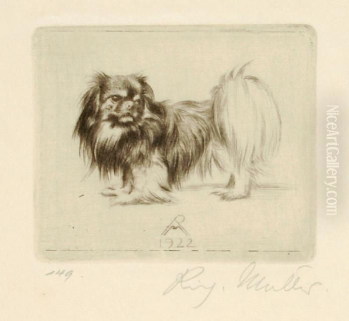Pekinese Oil Painting by Richard Muller