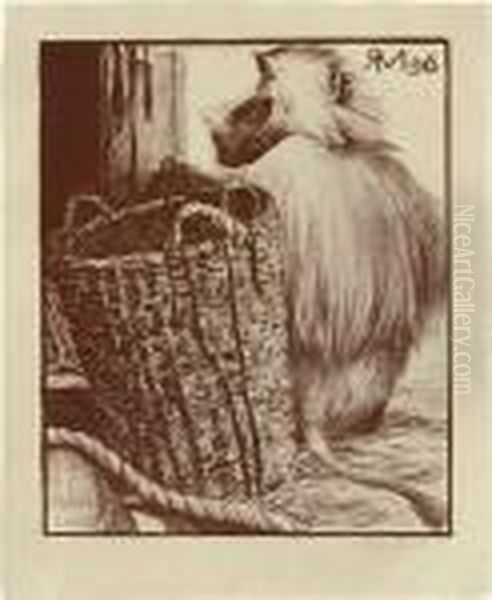 Mantelpavian Mit Korb Oil Painting by Richard Muller