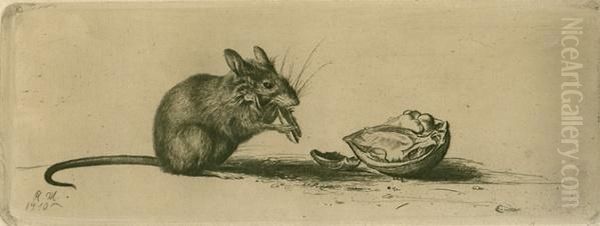 Maus Mit Nuss 1910 Oil Painting by Richard Muller