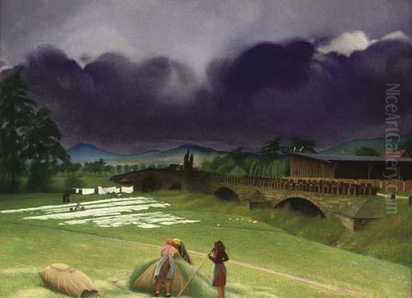 Drying The Sheets Oil Painting by Richard Muller