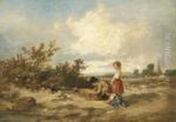 Hampstead Heath, The Bird Trap Oil Painting by William James Muller