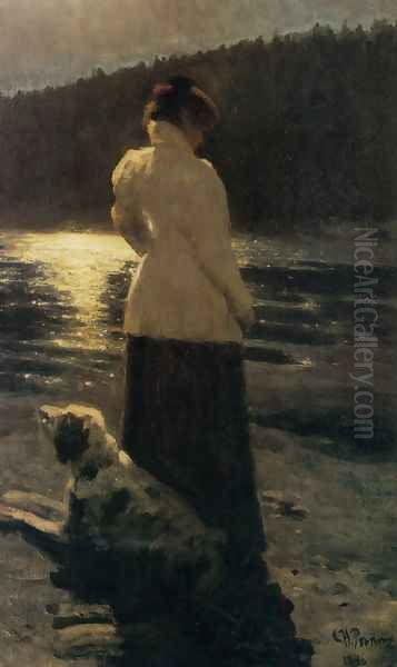 Moonlight Oil Painting by Ilya Efimovich Efimovich Repin