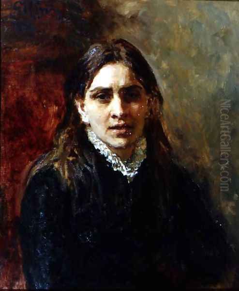 Portrait of Pelageya Antipovna Strepetova (1850-1903) 1882 Oil Painting by Ilya Efimovich Efimovich Repin