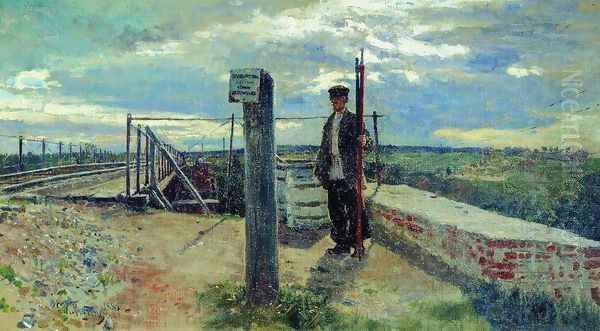 Railway guard. Khotkovo (Moscow Oblast) Oil Painting by Ilya Efimovich Efimovich Repin
