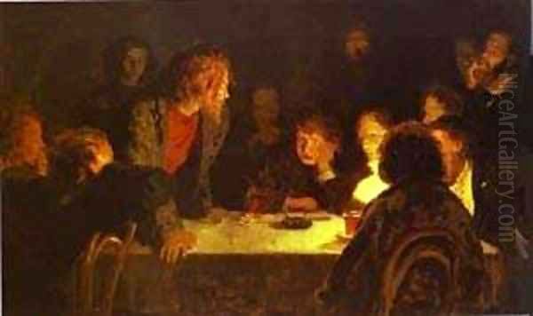 The Revolutionary Meeting 1883 Oil Painting by Repin Iliya