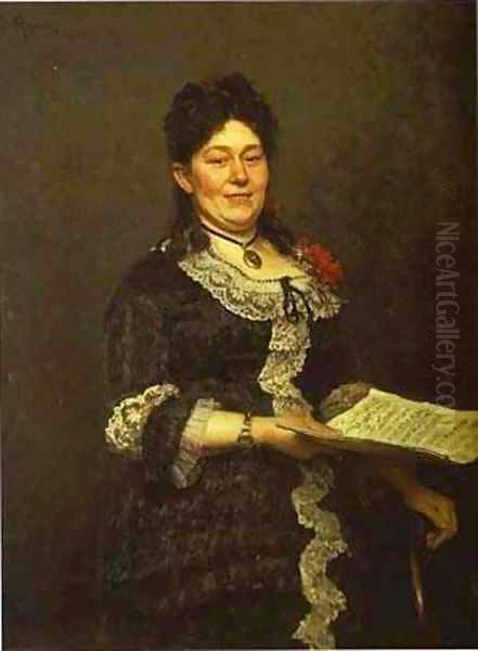 Portrait Of The Singer Alexandra Molas 1883 Oil Painting by Repin Iliya
