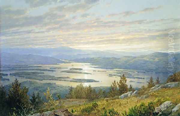 Lake Squam And The Sandwich Mountains Oil Painting by William Trost Richards