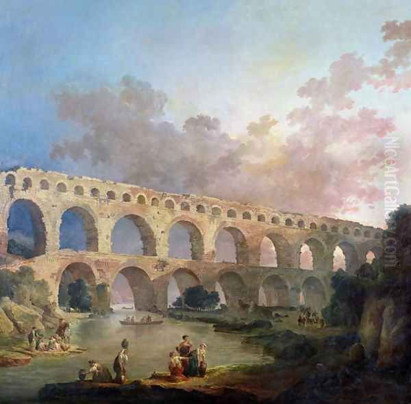 The Pont du Gard, Nimes, c.1786 Oil Painting by Hubert Robert