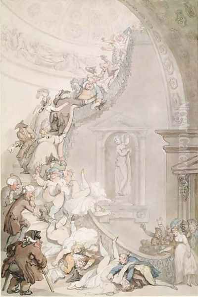 The Exhibition Stare-Case, Somerset House, c.1800 Oil Painting by Thomas Rowlandson
