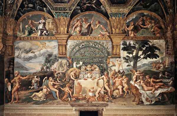 Banquet of Cupid and Psyche 1527-30 Oil Painting by Giulio Romano (Orbetto)