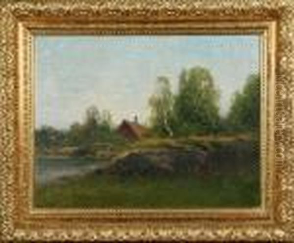 Kustlandskap Med Stuga Oil Painting by Severin Nilson